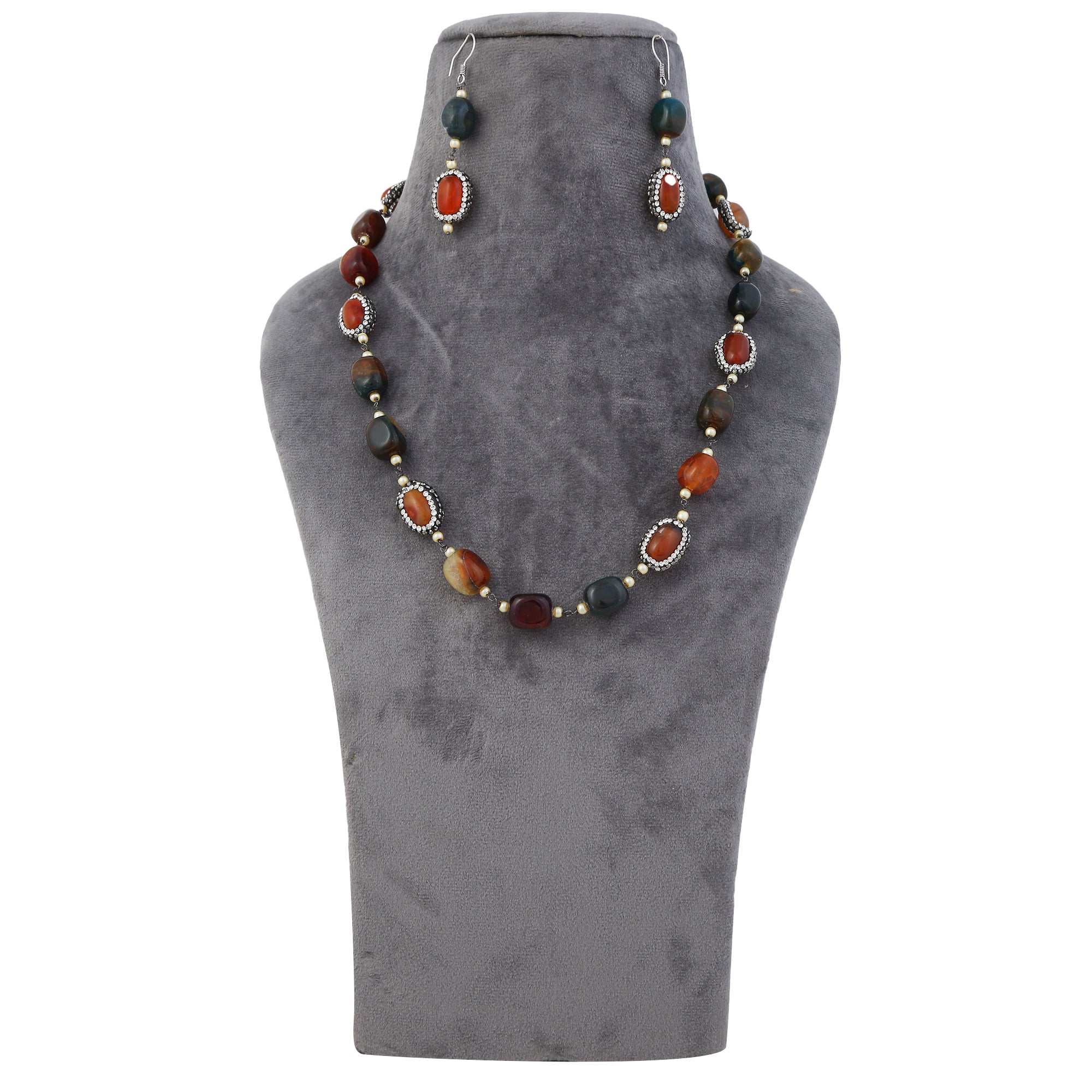 Multi Colored Natural Stone Necklace Set