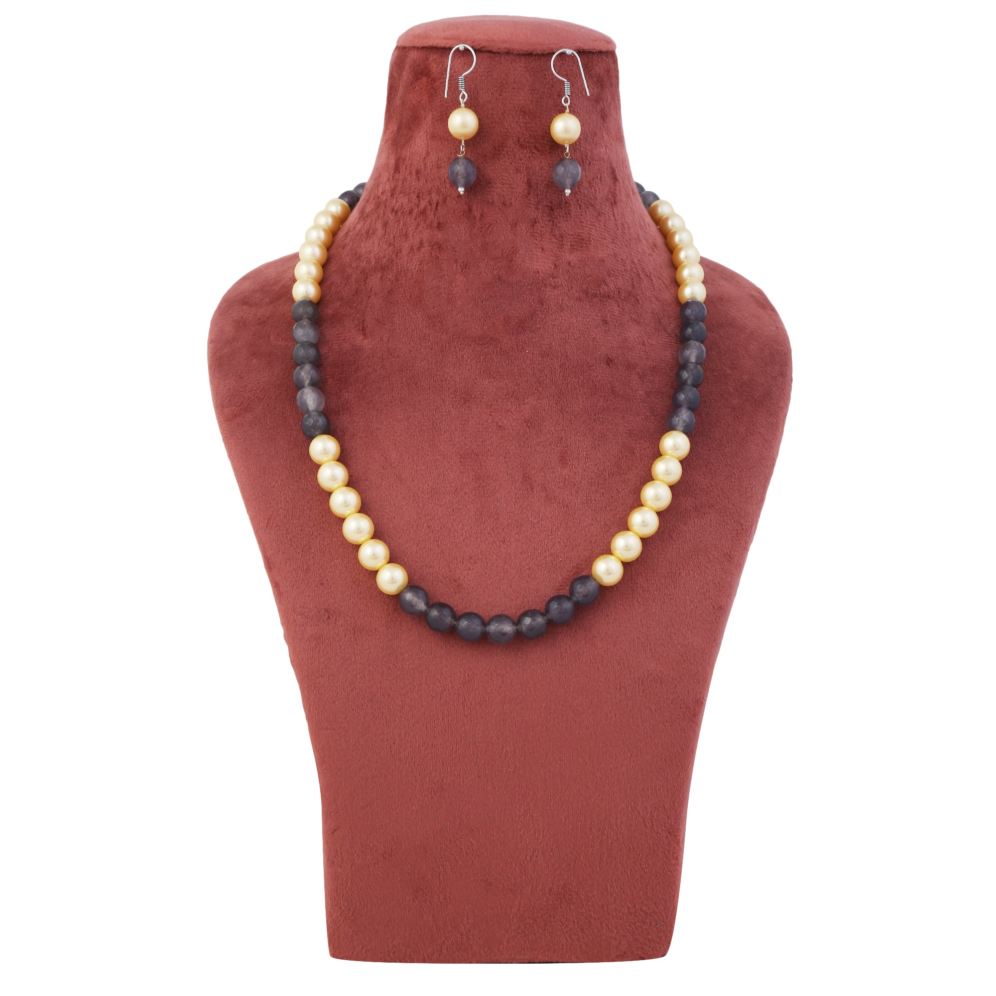 Grey Onyx & Ivory Beaded Necklace Set