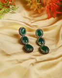 Emerald Studded Earrings with black rhodium polish