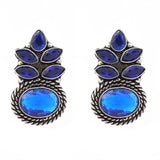 Blue stone studded German Silver Earrings