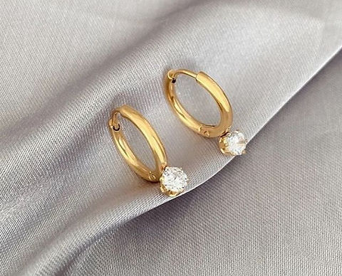 Solitaire Hoop Earrings