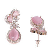 Pink American diamond tear drop Earrings