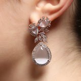 Grey American Diamond Tear Drop Earrings