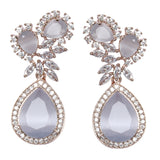 Grey American Diamond Tear Drop Earrings