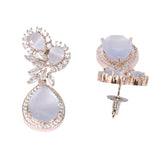 Grey American Diamond Tear Drop Earrings