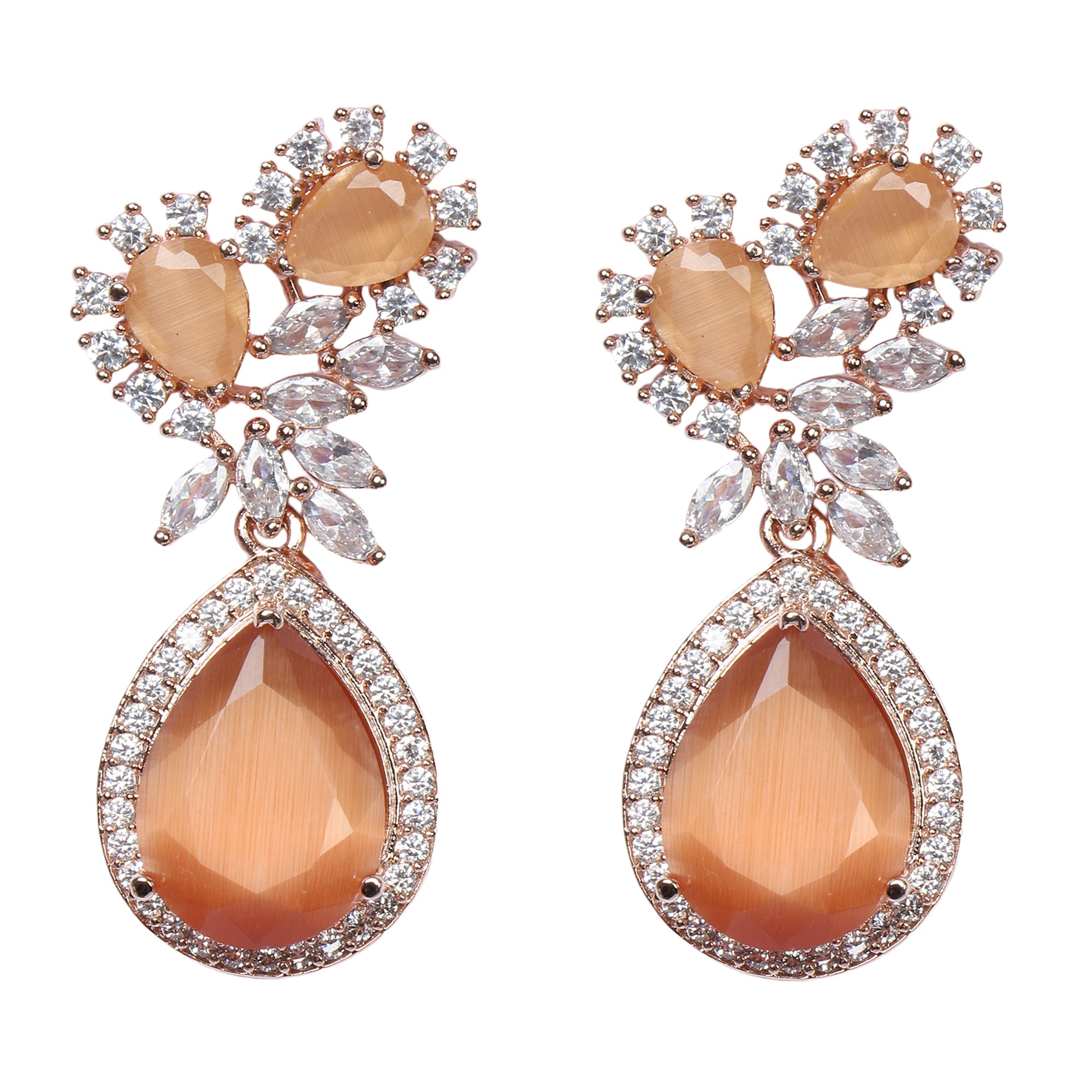 Classsic American Diamond Peach tear drop earrings