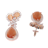 Classsic American Diamond Peach tear drop earrings