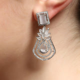 Silver-Toned Contemporary Drop Earrings