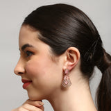 Rose Gold-Plated Pink  Drop Earrings American Diamond