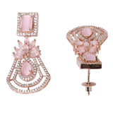 Rose Gold-Plated Pink  Drop Earrings American Diamond