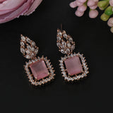 Silver Gold-Plated Pink Stud American Diamond Earrings