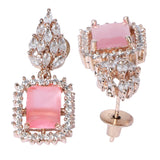 Silver Gold-Plated Pink Stud American Diamond Earrings