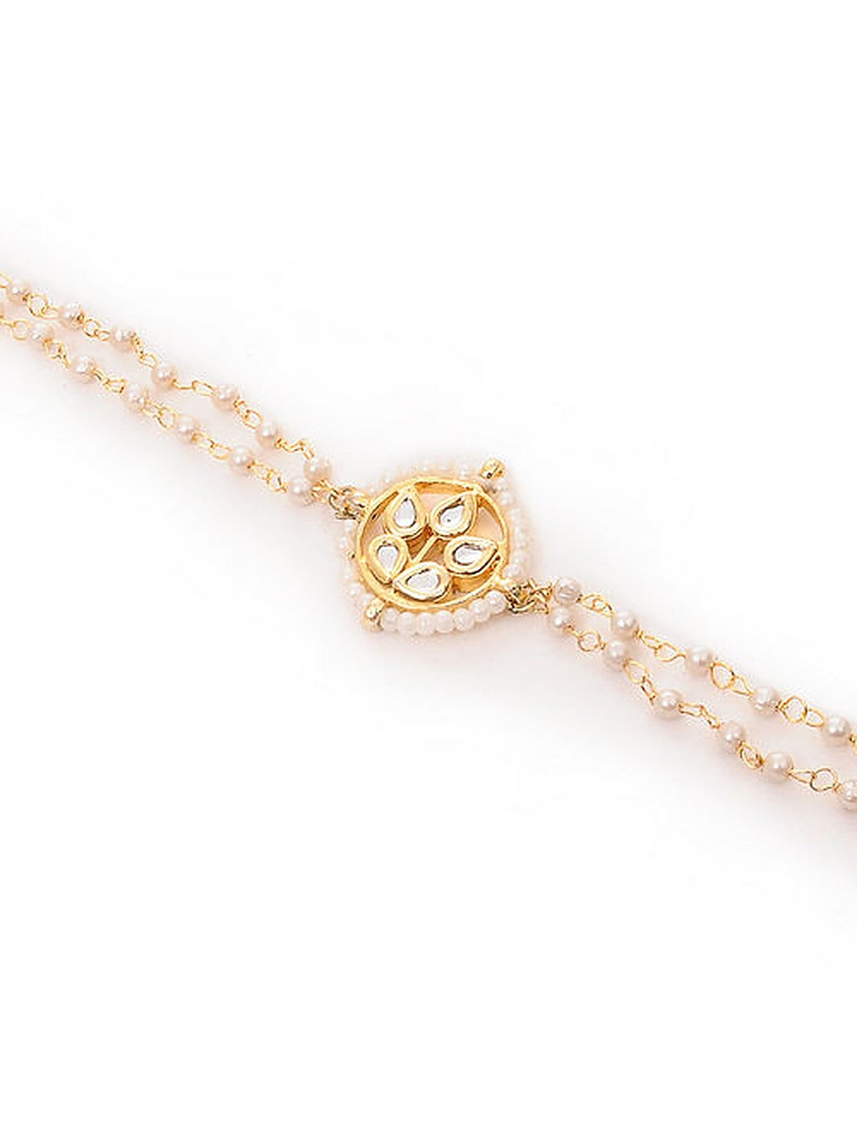 Classic Gold Tone Kundan Inspired Pearl Bracelet