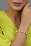 White Gold Tone Kundan Inspired Pearl Bracelet