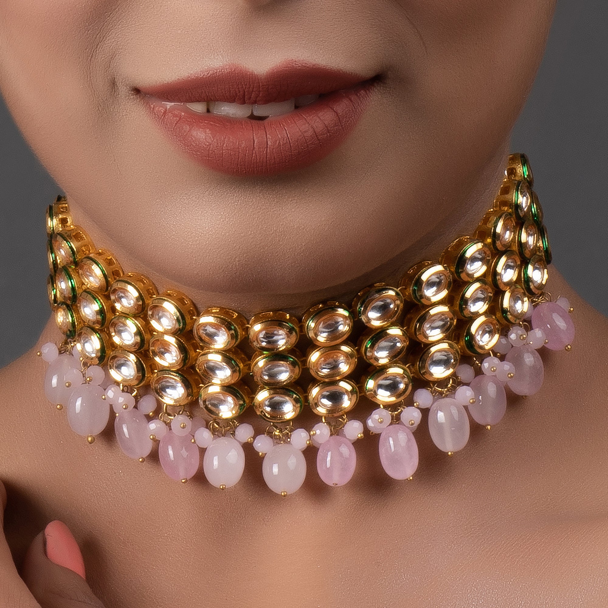 Pink Gold Tone Kundan Choker