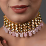 Pink Gold Tone Kundan Choker