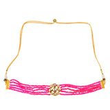 Pink Gold Tone Kundan Beaded Choker Necklace