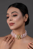 Pastel Pink mahroon beaded Gold Tone Kundan Inspired choker