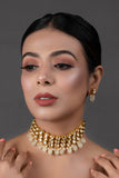 Ivory beaded Handcrafted Kundan Choker with earrings