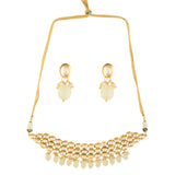 Ivory beaded Handcrafted Kundan Choker with earrings