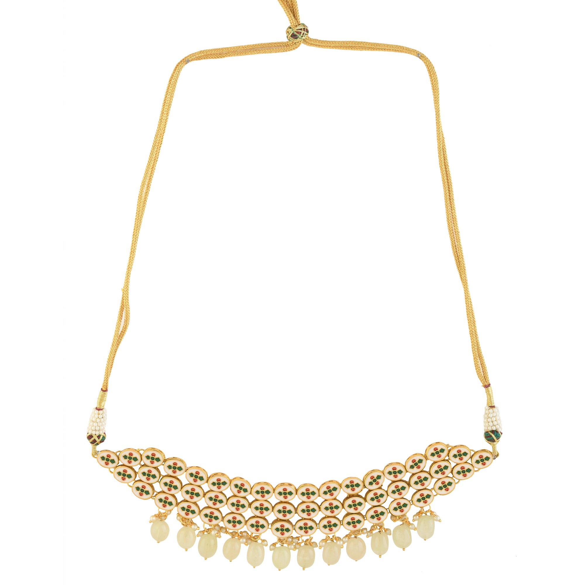 Ivory beaded Handcrafted Kundan Choker with earrings