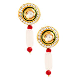 Pink mahroon beaded Gold Tone Kundan Inspired choker necklace with earrings