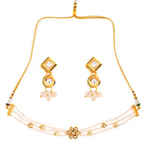 White Gold tone Kundan onyx Choker necklace with earrings
