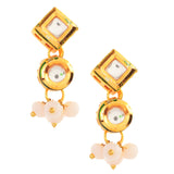 White Gold tone Kundan onyx Choker necklace with earrings