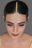 Gold Tone Kundan Maang Tikka with Pearls
