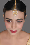 Gold Tone Kundan Maang Tikka with Pearls