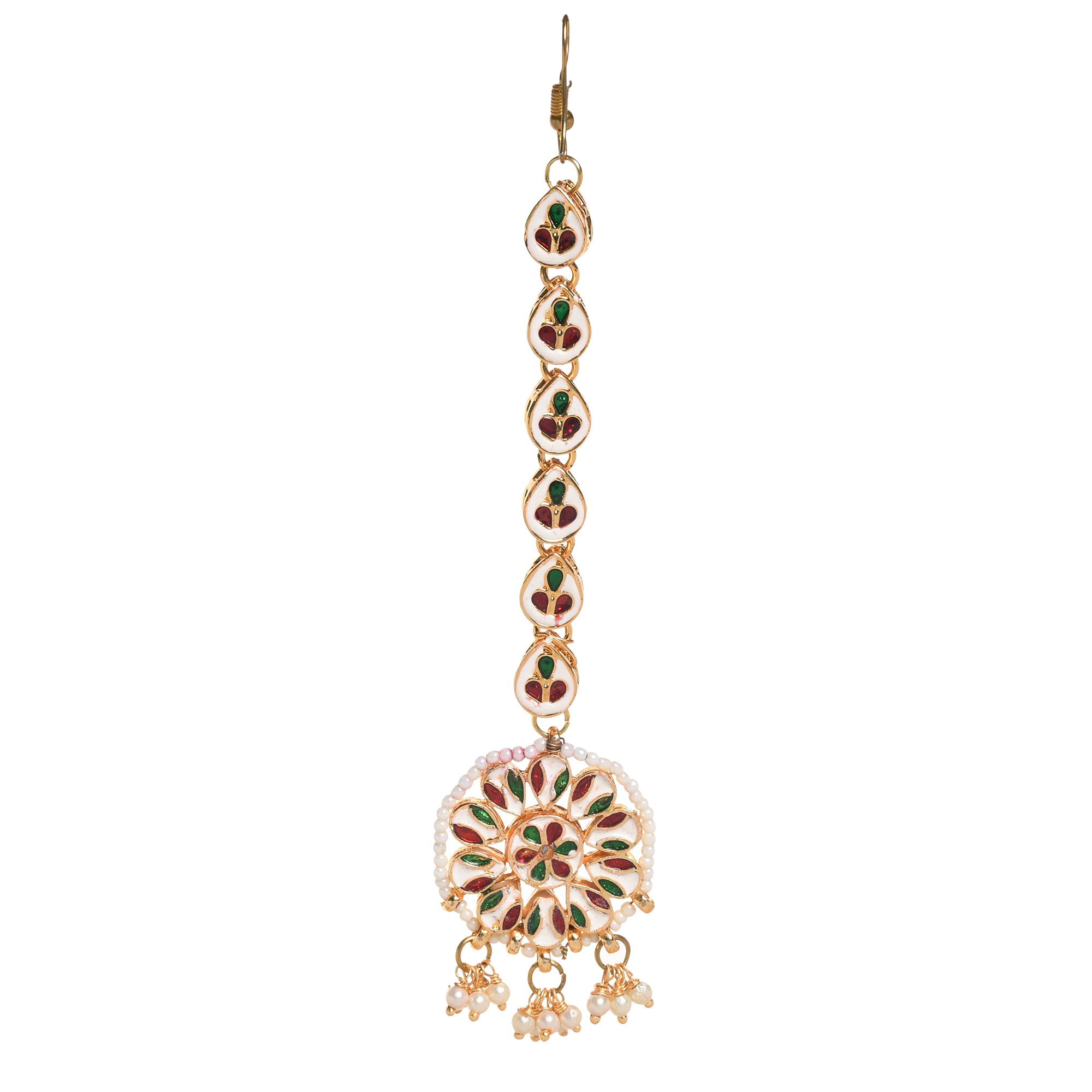 Gold Tone Kundan Maang Tikka with Pearls