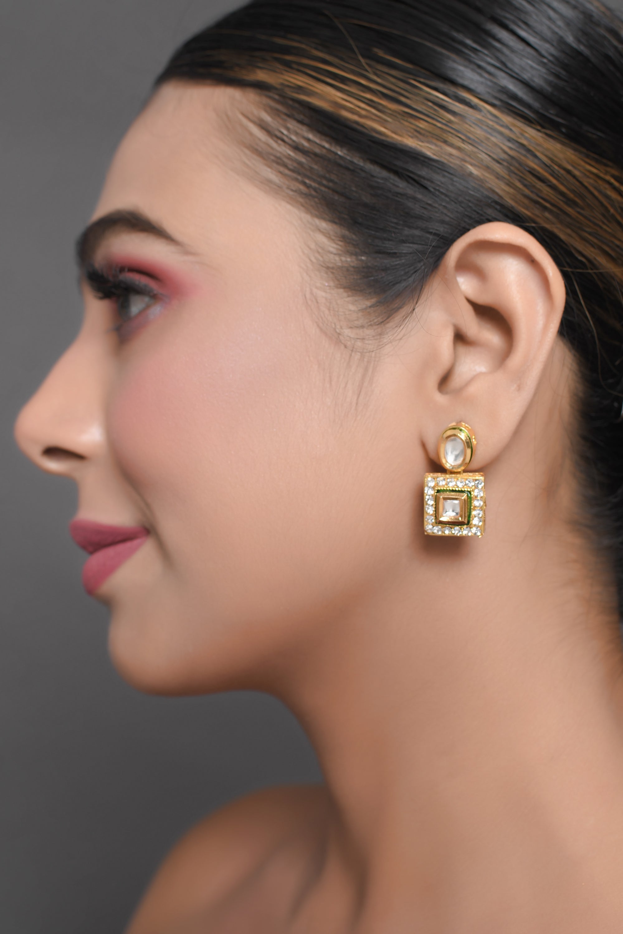 Gold Tone Kundan Earrings