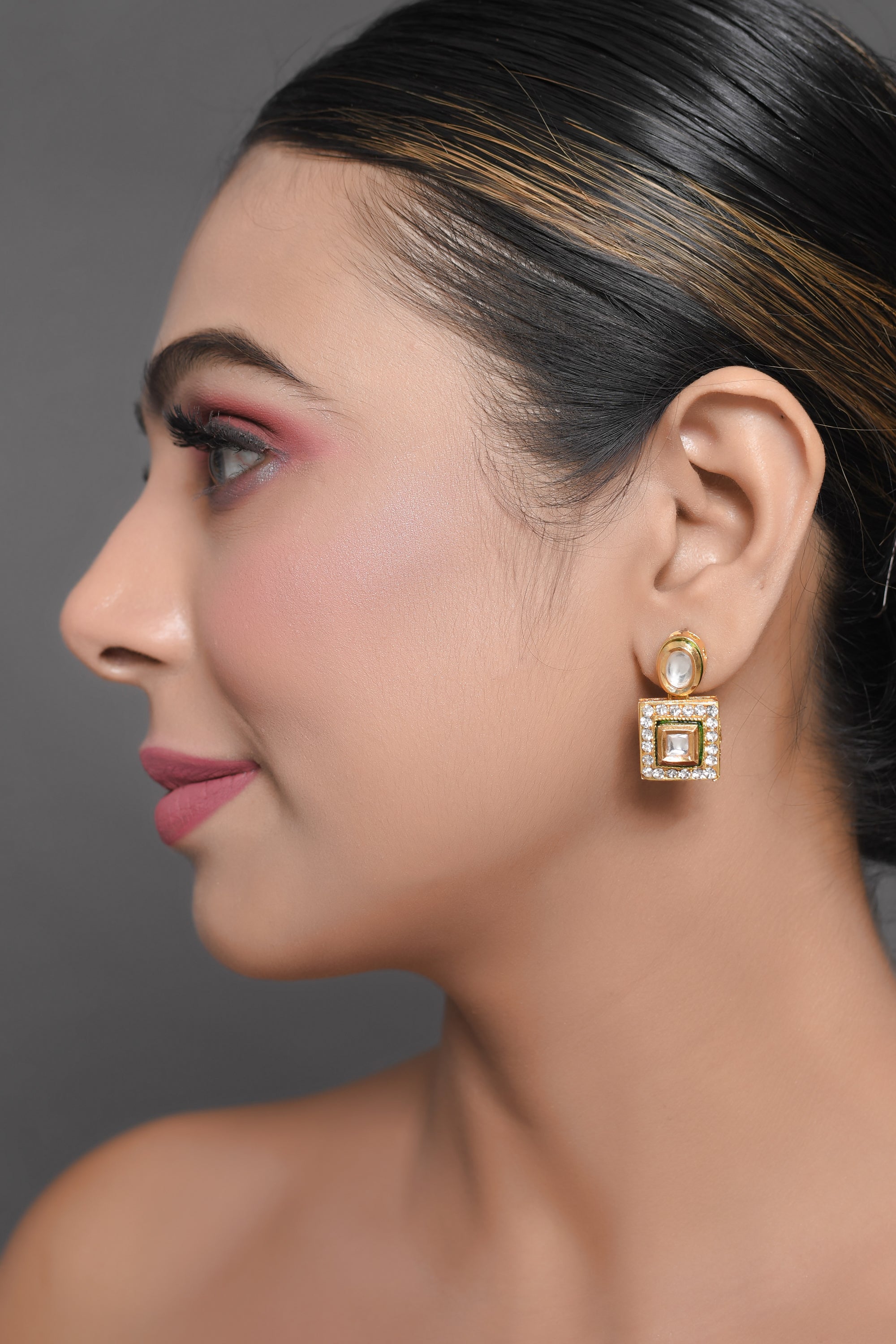Gold Tone Kundan Earrings