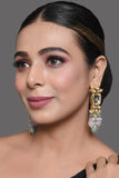 Pastel blue & Pink beaded Handcrafted Kundan earrings