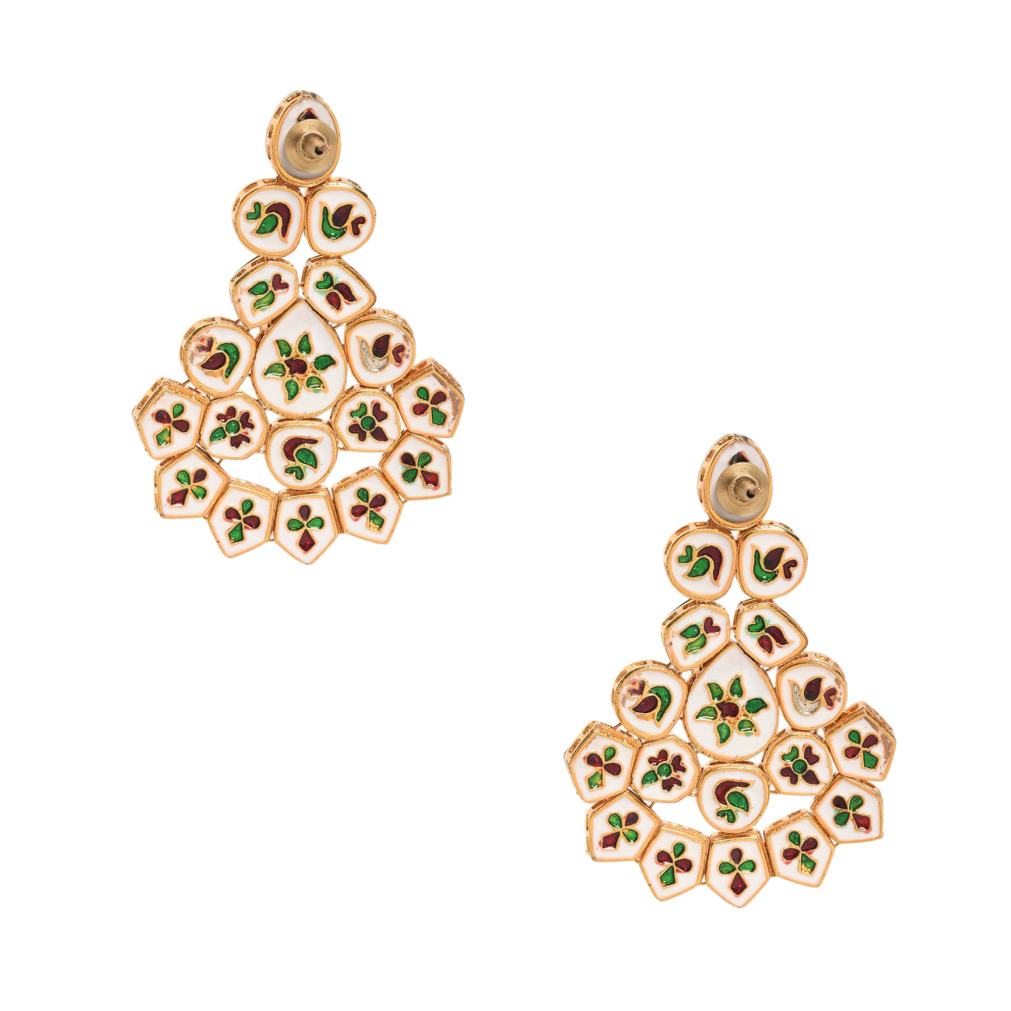 Handcrafted Kundan Studded gold toned earring