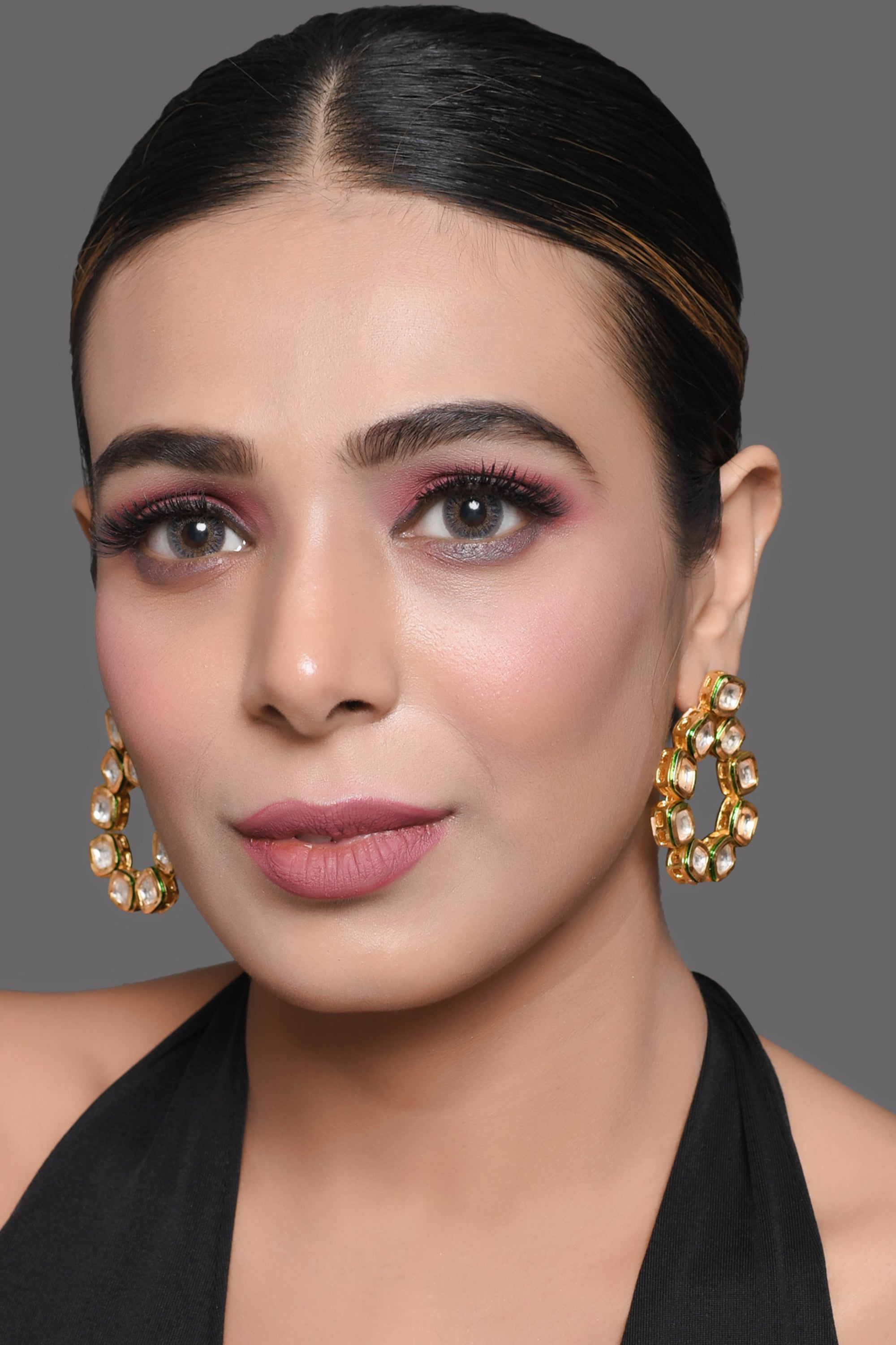 Gold Tone Handcrafted Kundan Earrings