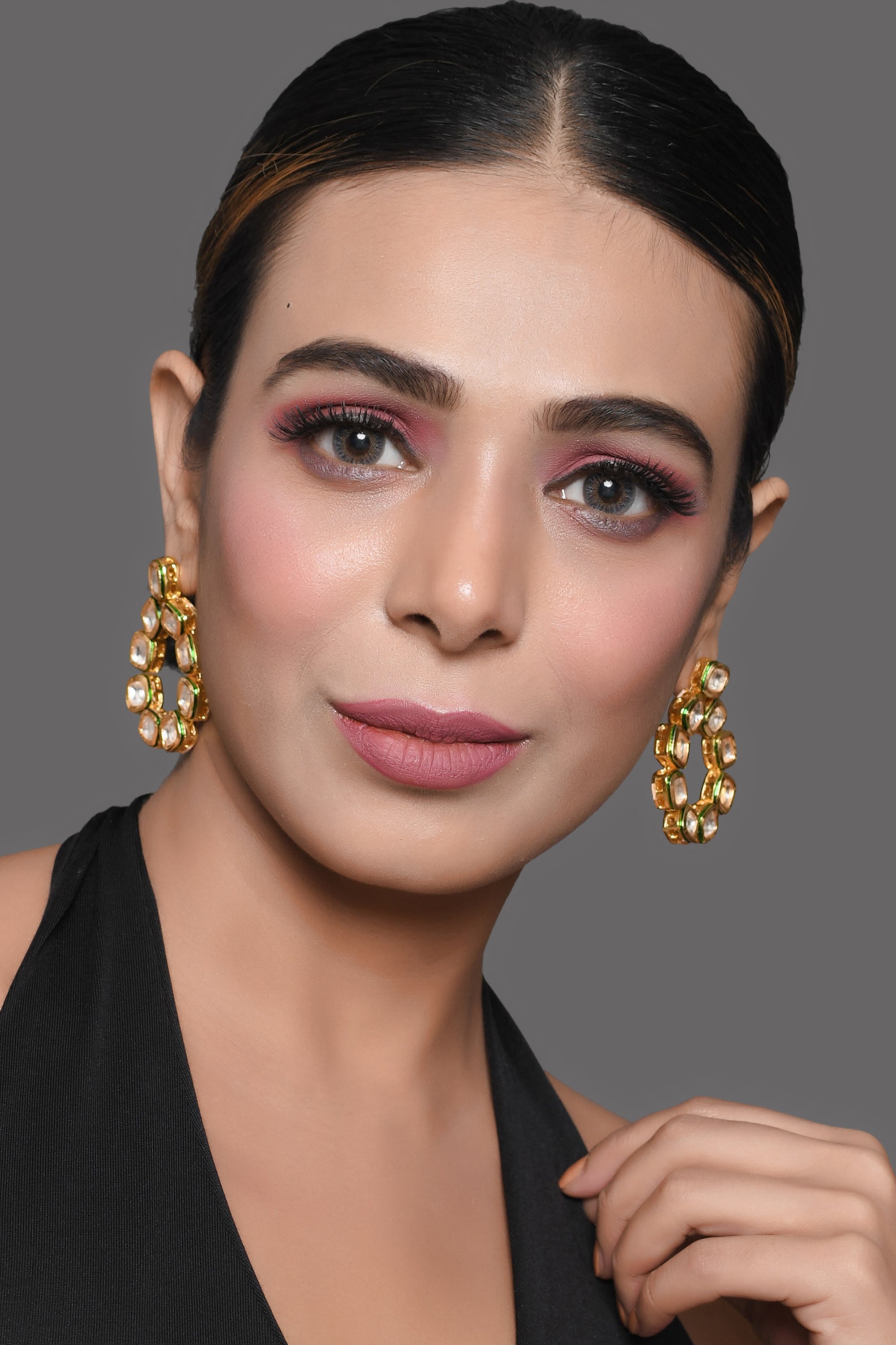 Gold Tone Handcrafted Kundan Earrings
