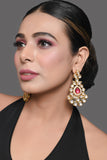 Red Gold toned Kundan inspired earrings