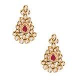 Red Gold toned Kundan inspired earrings