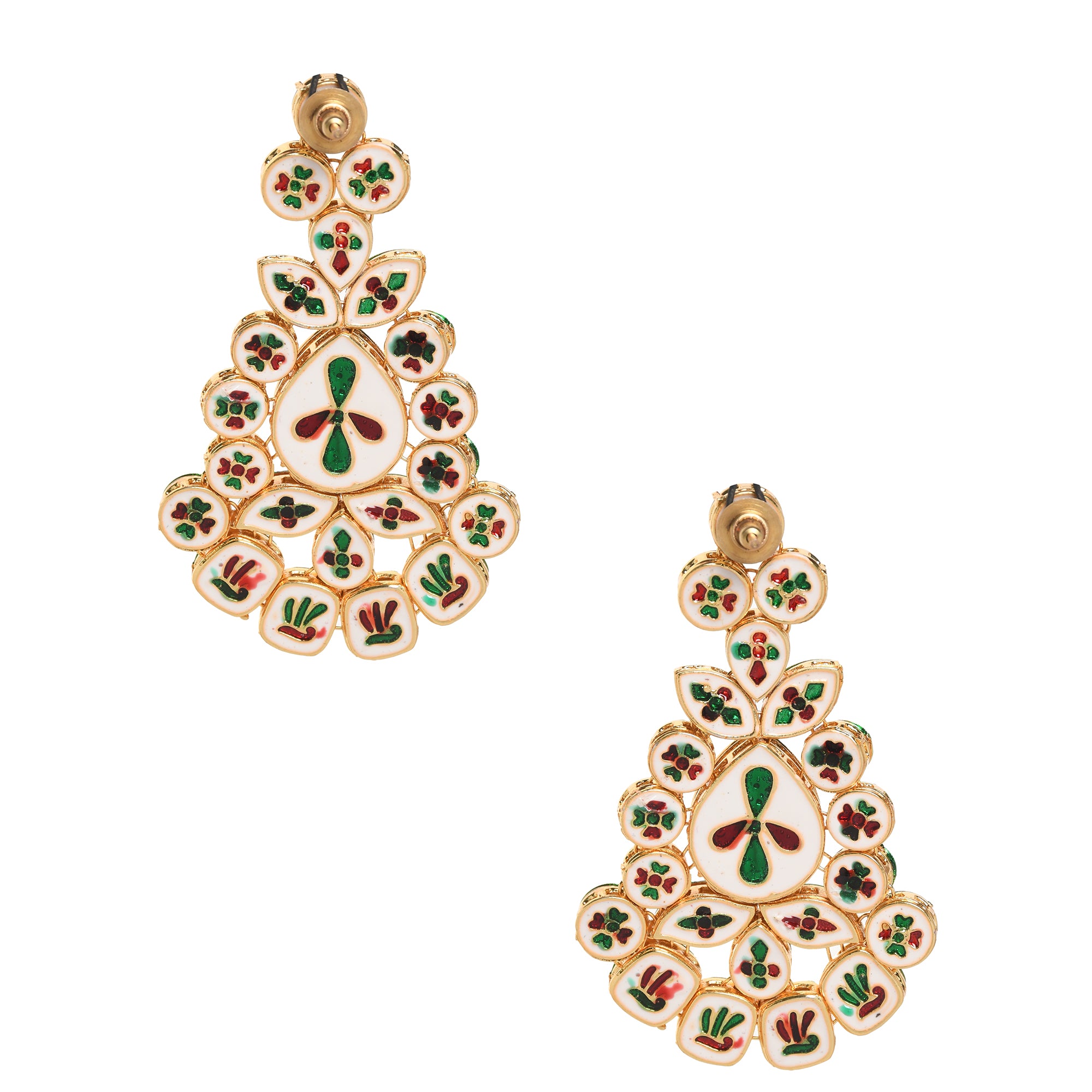 Red Gold toned Kundan inspired earrings