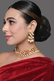Pearl beaded kundan studded Choker necklace with matching earrings