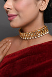 Pearl beaded kundan studded Choker necklace with matching earrings & Maang Tikka