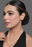 Pearl beaded kundan embellished necklace with earrings