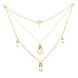 Multilayered pearl beaded Kundan embellished necklace teamed with choker