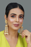 Kundan Floral Gold-Toned & White Classic Drop Earrings