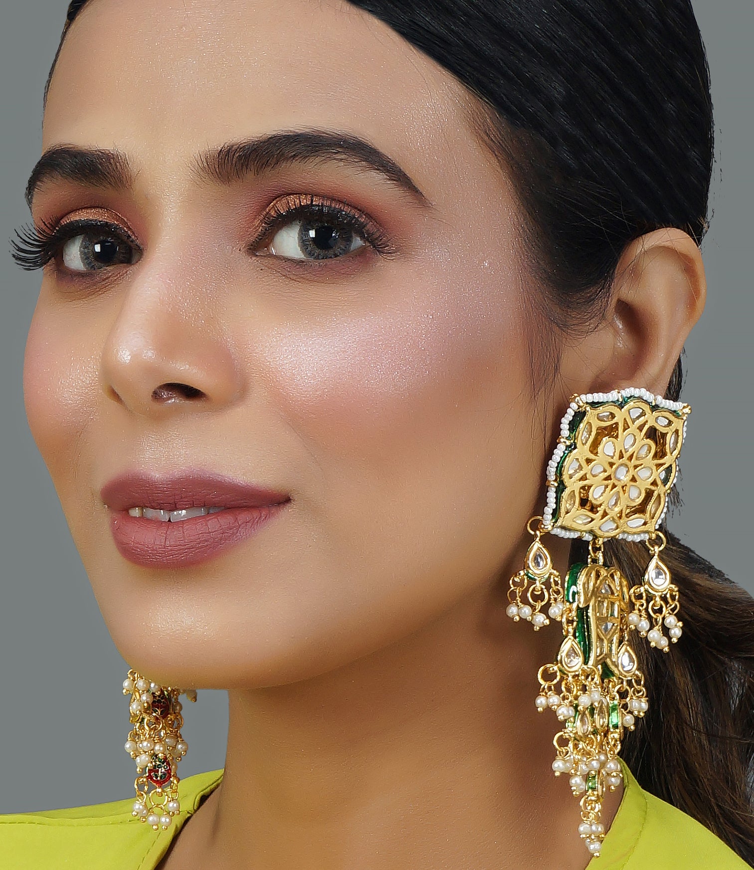 Kundan-Studded Classic Drop Earrings