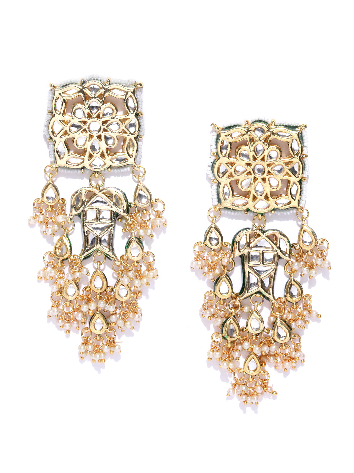 Kundan-Studded Classic Drop Earrings