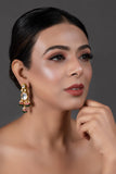 Pink Green Gold Tone Kundan Earrings
