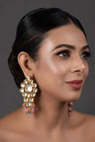 Handcrafted Pink Green Gold Tone Kundan Earrings