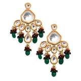 Handcrafted Emerald ruby Gold Tone Kundan Earrings